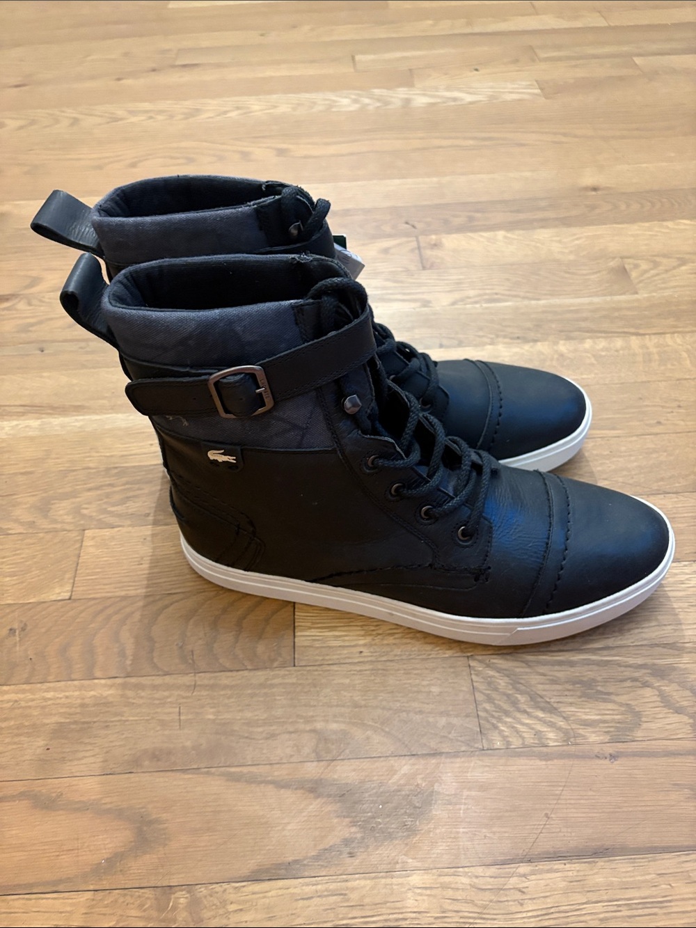 Lacoste Black High-Top Sneakers with White Accent
